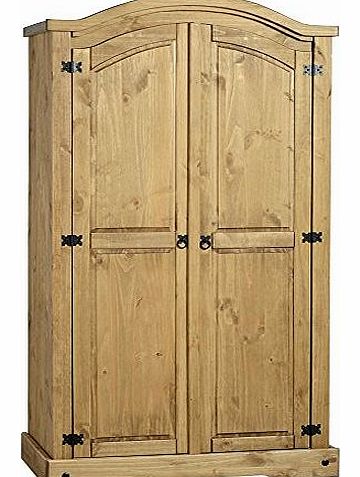 Pine Wardrobe 2 Door Hanging Rail with Shelf Distressed Waxed Pine *New*