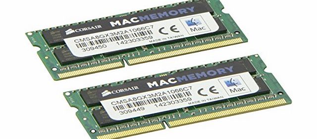 Corsair CMSA8GX3M2A1066C7 Apple Mac 8GB (2x4GB) DDR3 1066Mhz CL7 Apple Certified SODIMM Kit