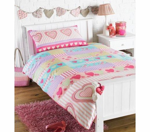 Country Club Love Hearts Design Single Duvet Set - (DSS114830)