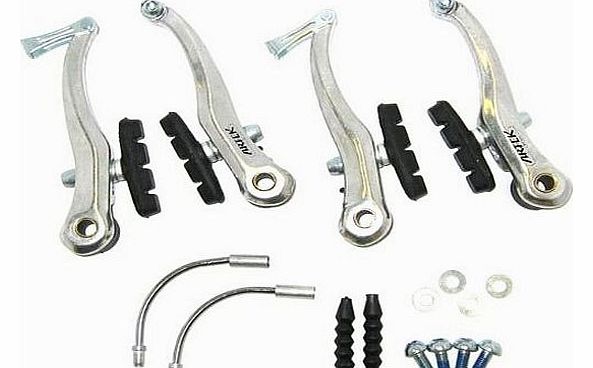 Bike V-Brake Arms Front & Rear Set Threaded - Silver