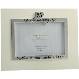 Cream and Silver 25th Anniversary Photo Frame