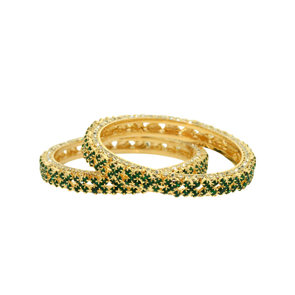 cross Pave Bangle - Green