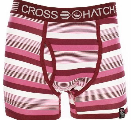 Mens Vaga Striped Boxer Shorts Maroon L