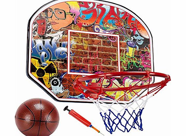 Crown Sporting Goods Urban Graffiti 12`` Mini Basketball Hoop with Ball and Pump from the Streetball Legend Series by Cro