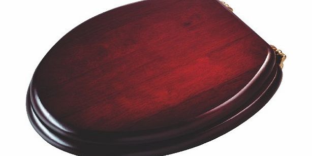 Croydex Solid Wood Toilet Seat, Mahogany - Chrome Fitting