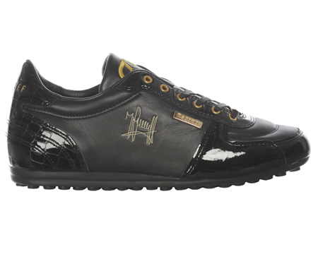 Alano Black Leather Trainers