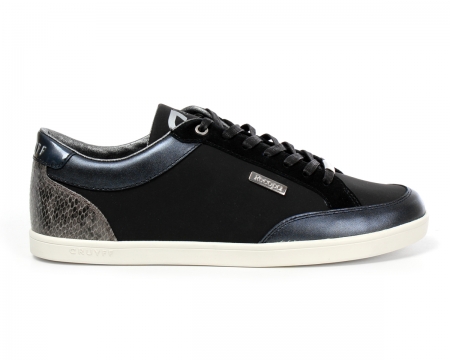 Pelota Black/Grey Leather Trainers