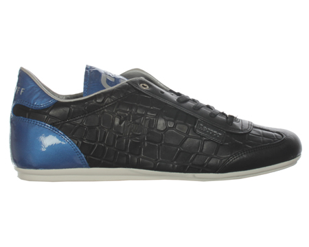 Cruyff Recopa Classic Black/Blue Leather Trainers