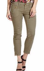 Stiletto dusty olive moto jeans