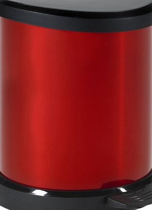 Curver 20 Litre Metal Effect Pedal Deco Bin, Red