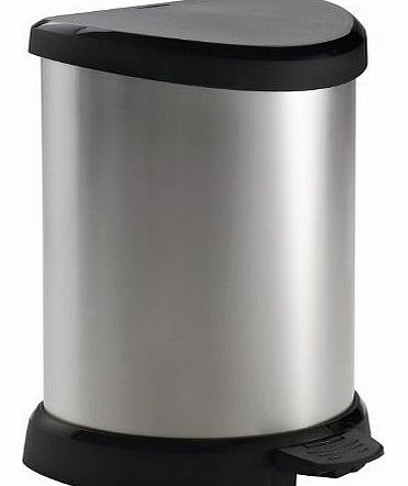 Curver 20 Litre Metal Effect Pedal Deco Bin, Silver