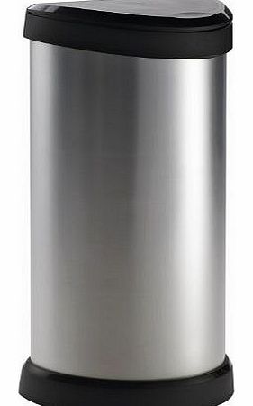 40 Litre Metal Effect One Touch Deco Bin, Silver