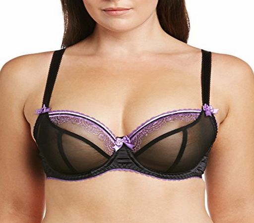 Curvy Kate Womens Bardot Balcony Everyday Bra, Purple (Black/Violet), 34F