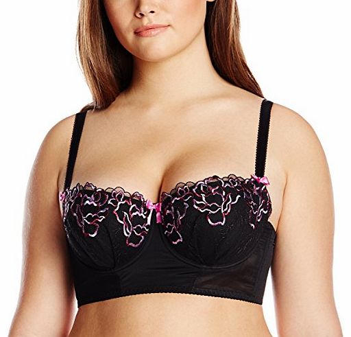 Curvy Kate Womens Carmen Padded Balcony Longline Full Cup Everyday Bra, Black/Boysenberry, 38DD