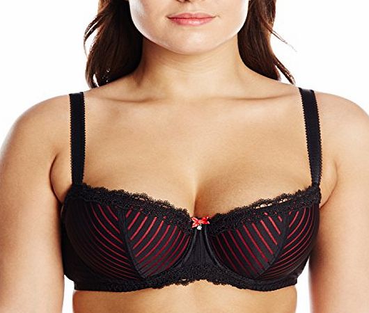 Curvy Kate Womens Ritzy Balcony Everyday Bra, Black (Black/Poppy), 34E