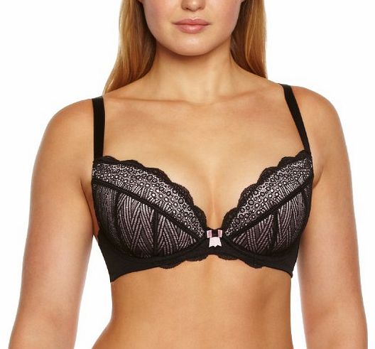 Curvy Kate Womens Roxie Plunge Plain Everyday Bra, Black (Black/Sherbet), 28G