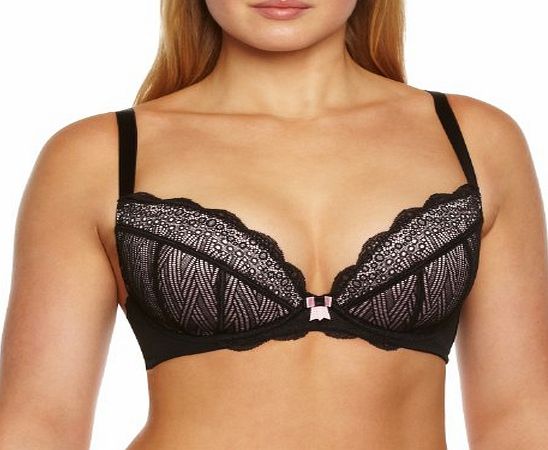 Curvy Kate Womens Roxie Plunge Plain Everyday Bra, Black (Black/Sherbet), 32G