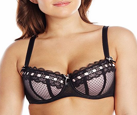 Curvy Kate Womens Tease Balcony Everyday Bra, Black (Black/Blush), 34E