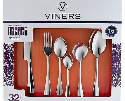 Cutlery Viners 32 Piece Polished Heavy Duty Stainless Steel Breeze Cutlery Set ( 6 of each - dinner knife, dinner fork, soup spoon, dessert spoon,teaspoon 