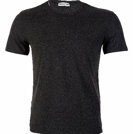 Dolce and Gabbana Melange Neck Logo Charcoal