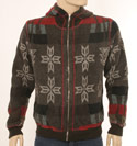 Mens D&G Brown & Red Full Zip Hooded Fleece