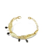 Daco Milano Onyx Drops Multi-strand Sterling Silver Lace Bracelet