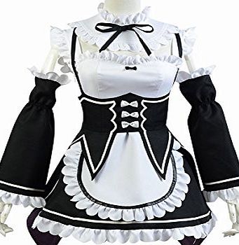 Daiendi Re Zero Cosplay Costume Janpan Cartoon Outfits Shoes Wigs Rem Dress Black Small