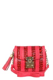 Snake Effect Tassle Detail Cross Body Bag