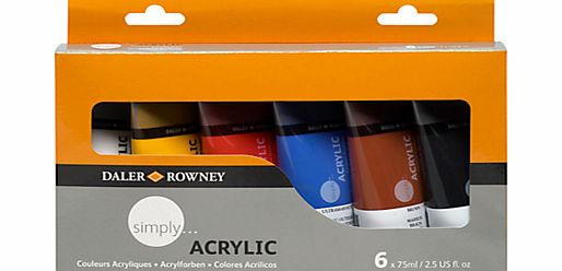 Daler Rowney Daler-Rowney Simply Acrylic Paint Set, 6 x 75ml