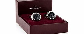 Davidoff Velero black leather and steel cufflinks