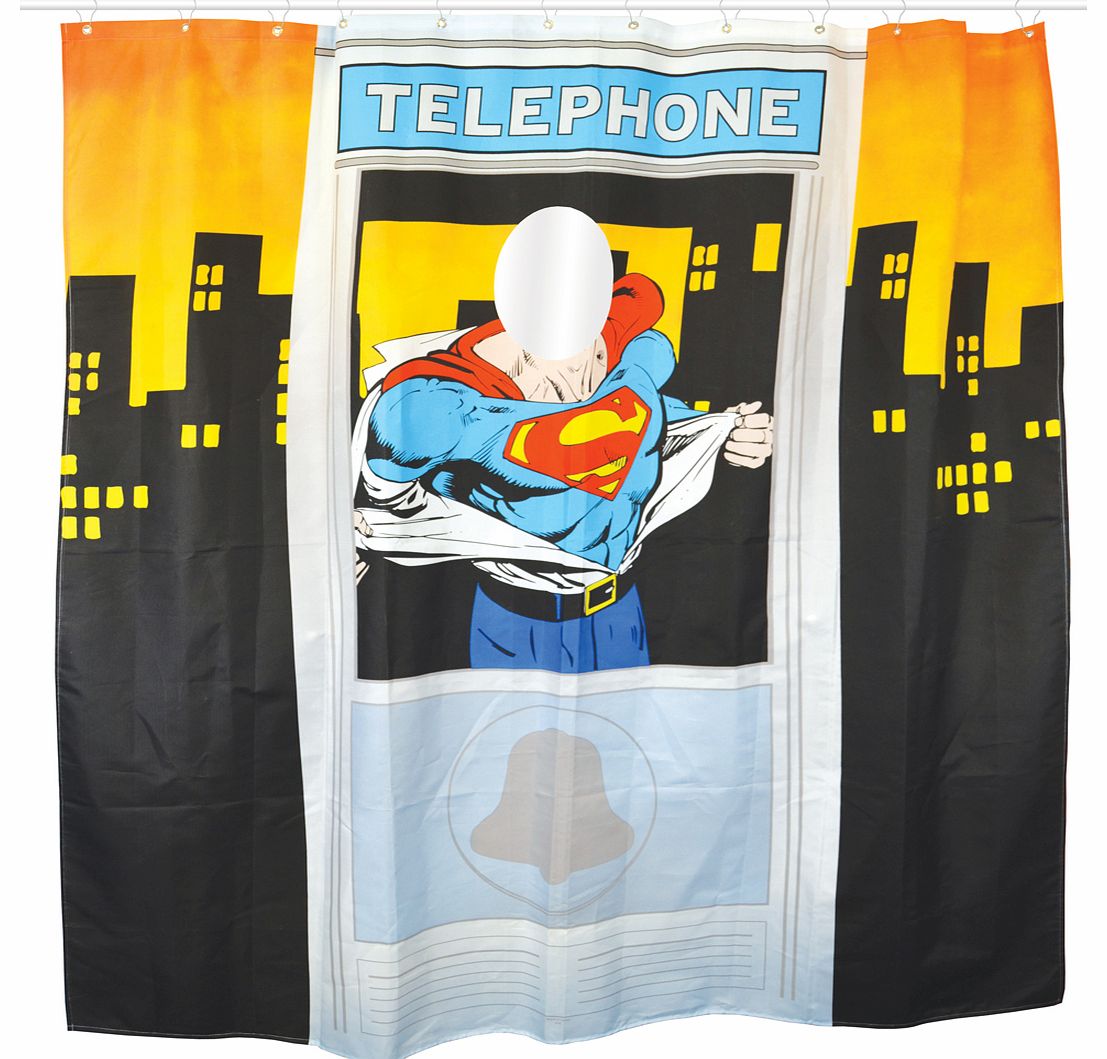 DC Comics Superman Telephone Box Shower Curtain