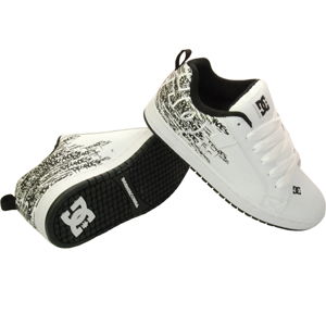 Mens DC Court Graffik Shoe. White Print