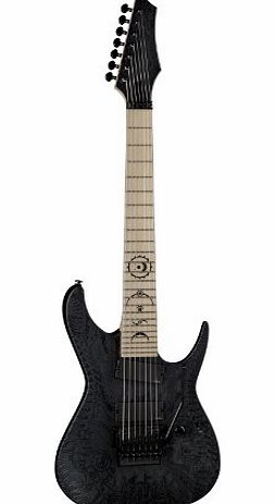 Dean Guitars DCR RC7X LAZER Dean Custom Run Rusty Cooley RC7X Lazer 7 String Electric Guitar with Laser Engraved Graphics/Hard Case - Black Satin