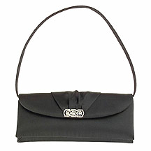 Black ruched diamante trim clutch bag