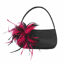 Black satin feather burst bag