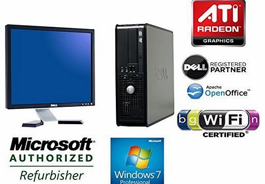 FULL DELL DUAL CORE DESKTOP PC & TFT WITH WINDOWS 7 PRO & WIFI & GRAPHICS CARD