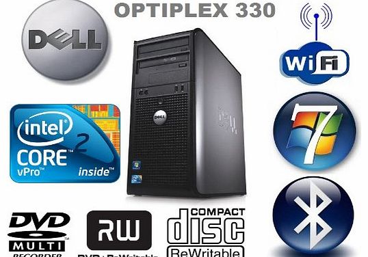 Windows 7 - Dell OptiPlex 330 Mini Tower (MT) Computer - Powerful Intel Core 2 Duo 3.0GHz Processor - Massive 500GB Hard Drive - 4GB RAM - DVD-RW (ReWriter) - WiFi & Bluetoth - Genuine Windows 7 H