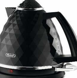 DeLonghi Brillante Faceted Jug Kettle, 3 Kilowatt - Black