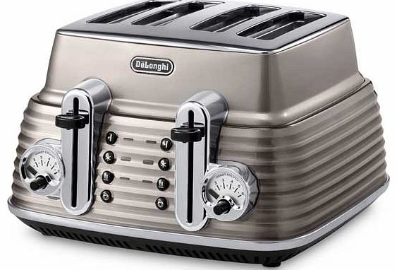 De`Longhi Scultura 4 Slice Toaster - Champagne