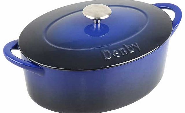 Cast Iron 28cm Oval Casserole - Blue