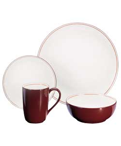 Red Bistro 16 Piece Fine China Dinner Set