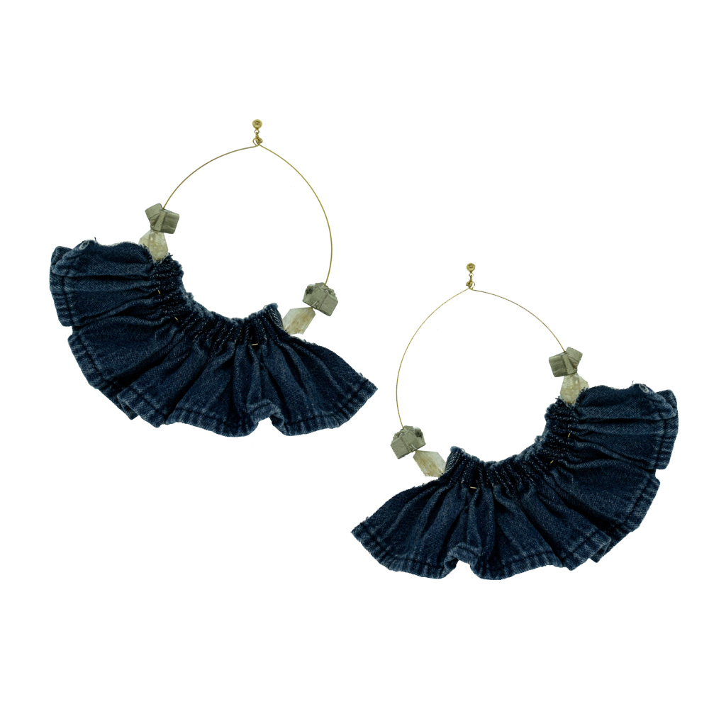 Denim Hoop Earrings Citrin/Pyrit