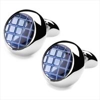 denisonboston Blue Looney Linecheck Cufflinks by