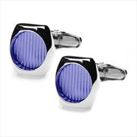 denisonboston Blue Skimm Stripe Cufflinks by