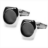 denisonboston Graphite Skimm Stripe Cufflinks by