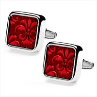 denisonboston Red Dandy Large Floral Cufflinks by