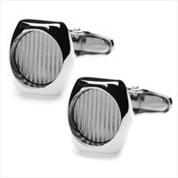 denisonboston Steel Skimm Stripe Cufflinks by