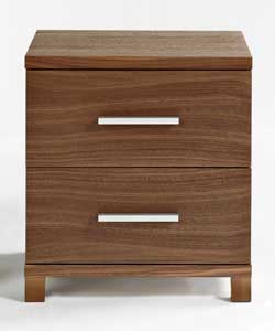 Denver 2-Drawer Bedside Chest - Walnut