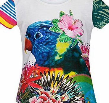 Desigual Girls TS_ABELLOS Short Sleeve T-Shirt, Multicoloured (Blanco), 7 Years (Manufacturer Size: 7/8)