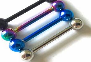 Desire 1x Stainless Steel Tongue Nipple Eyebrow Bars Barbells Body Piercing Jewellery Rings Makeup (Rainbow)